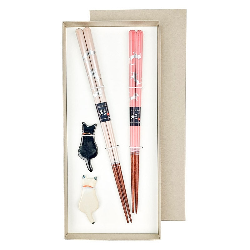 Coffret Baguettes Japonaises Chat - Rose