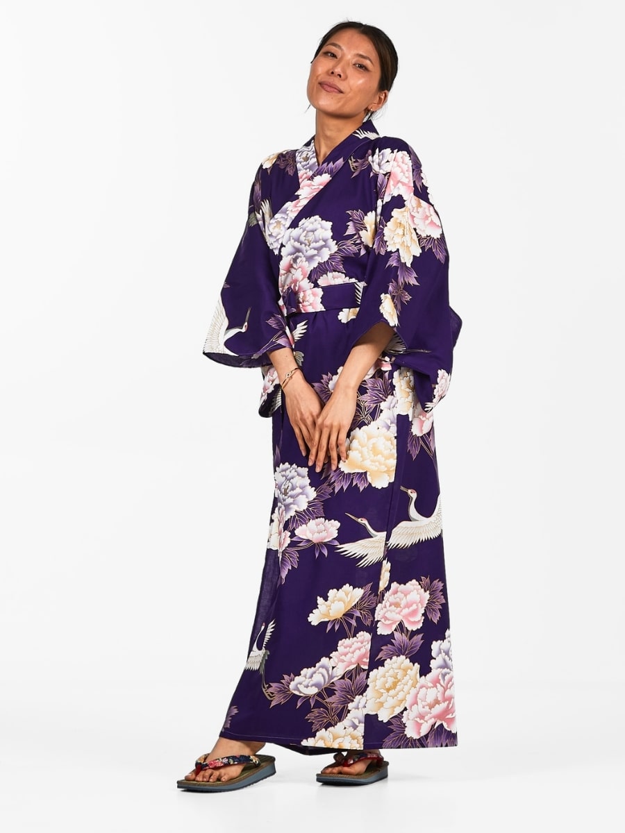 Kimono Japonais Femme Botan to Tsuru - Taille unique