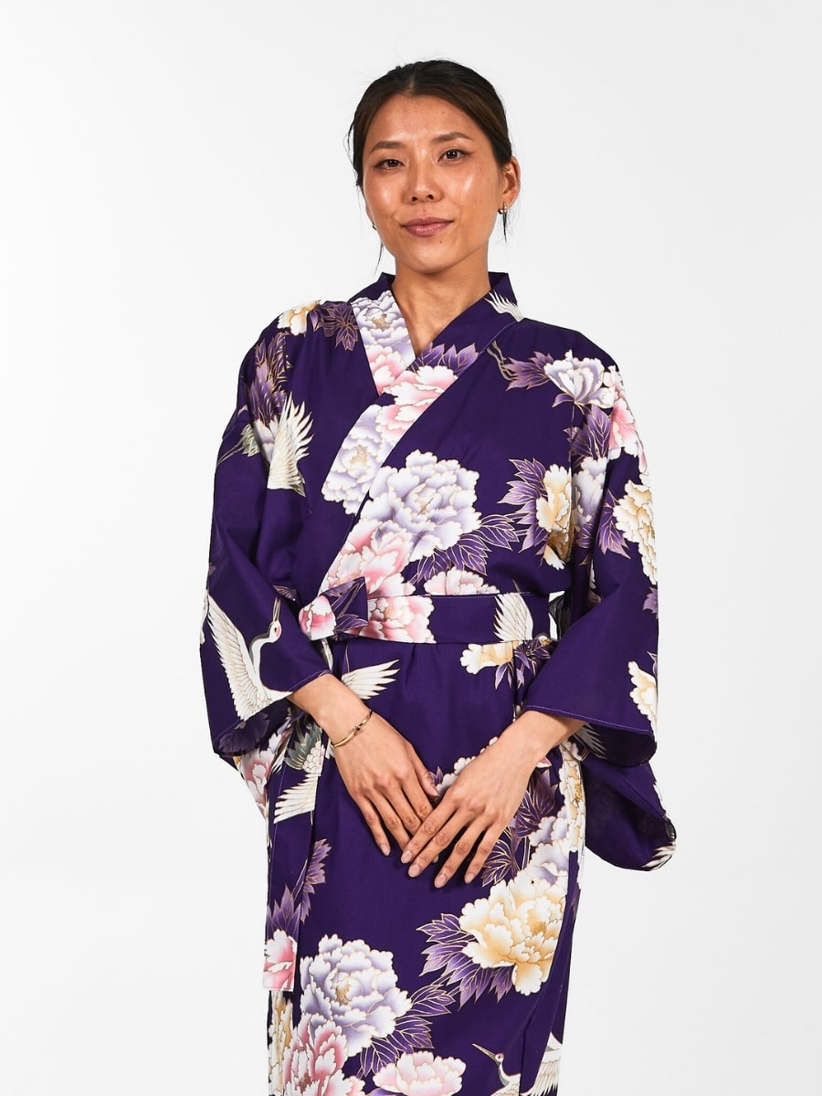 Kimono Japonais Femme Botan to Tsuru - Taille unique