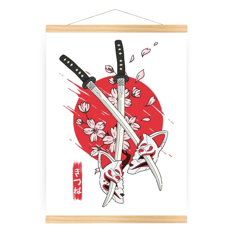 Affiche Japonaise Kitsune & Katana - A3