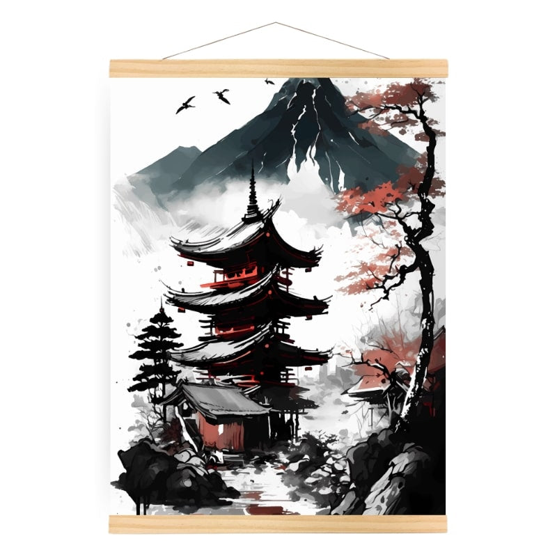 Affiche Japonaise Vue sur Pagode - A3