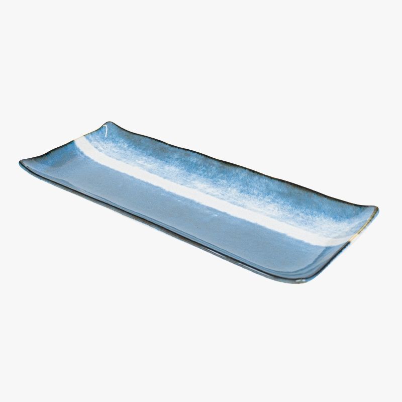 Assiette Japonaise Rectangulaire Bleue
