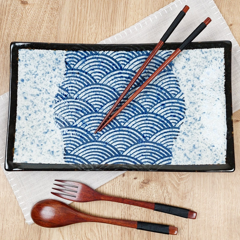 Assiette Japonaise Rectangulaire Seigaiha