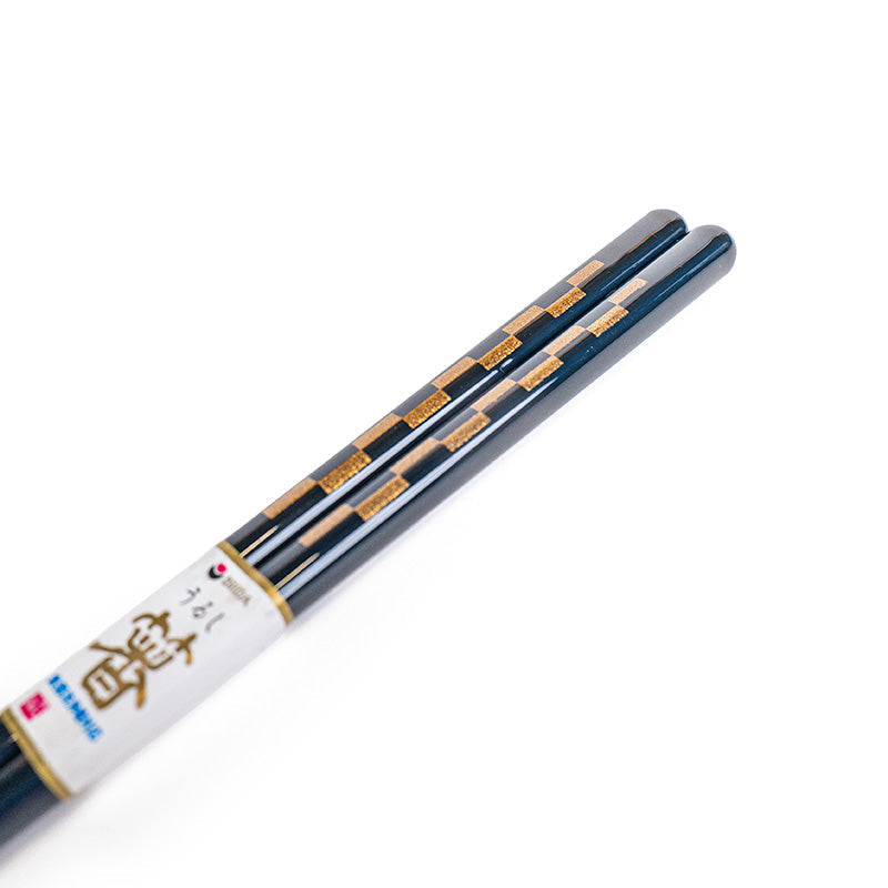 Baguettes Japonaises Bleu Nuit Ichimatsu Doré