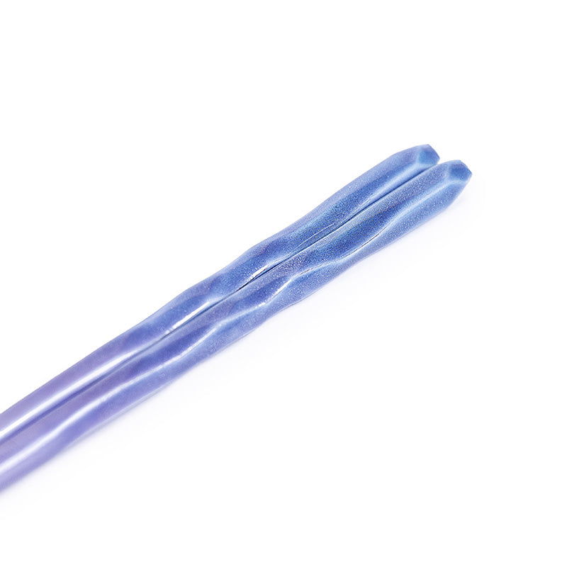 Baguettes Japonaises Ondulées Bleu Pailleté