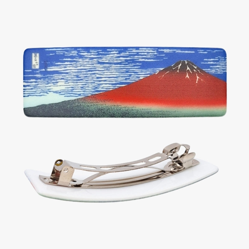 Barrette Cheveux Japonaise Mont Fuji Rouge