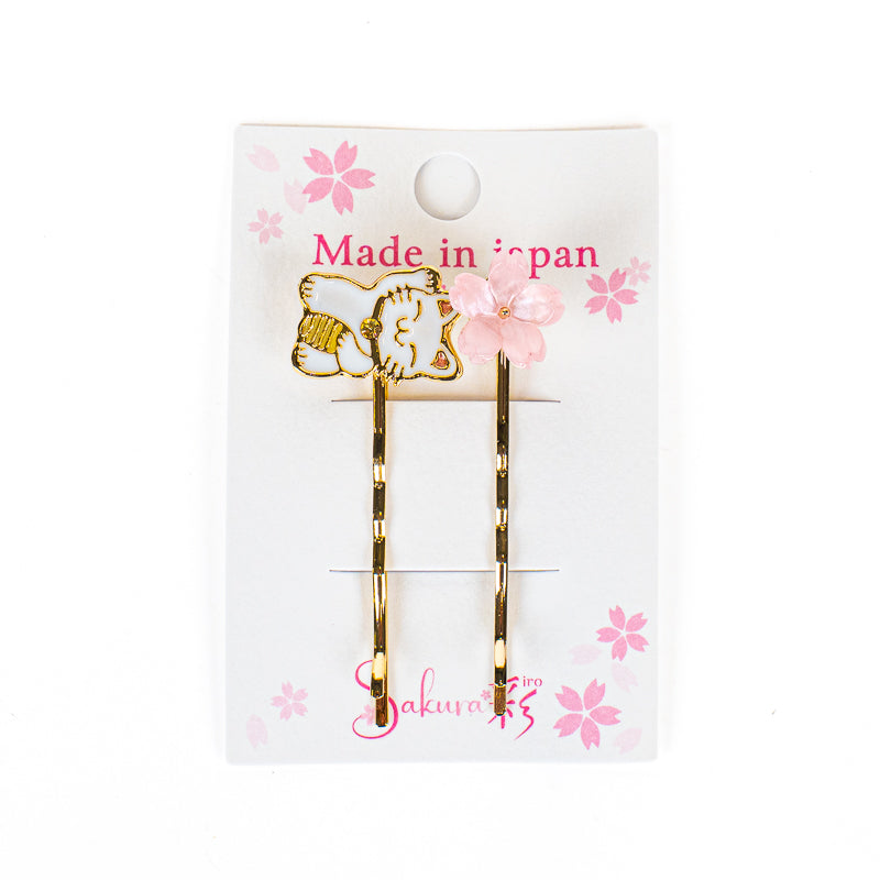 Barrettes Pour Cheveux Japonaise Maneki-Neko & Sakura