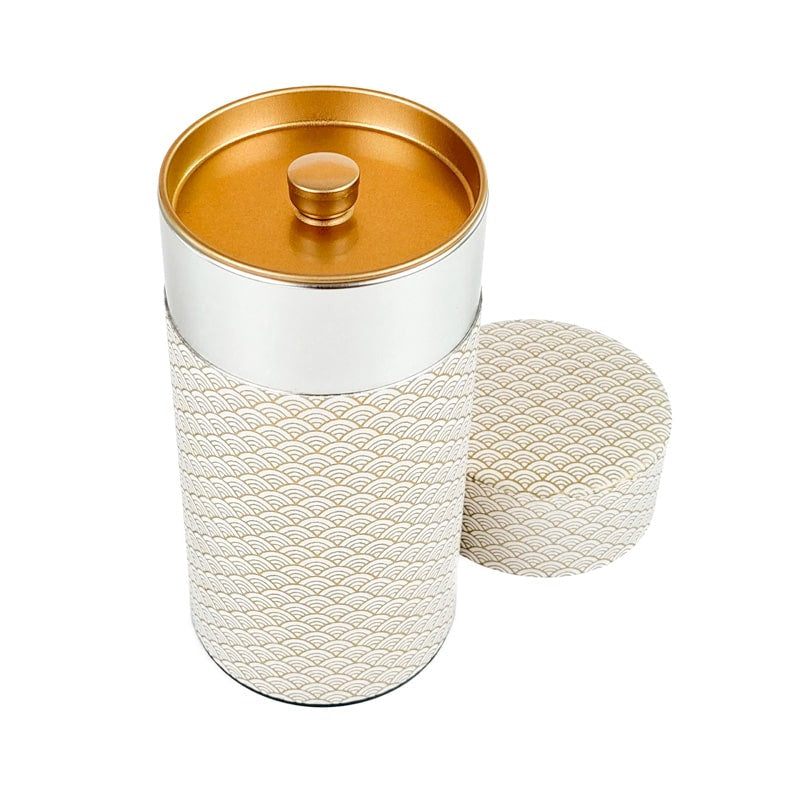 Boîte à Thé Japonaise Seigaiha Dorée