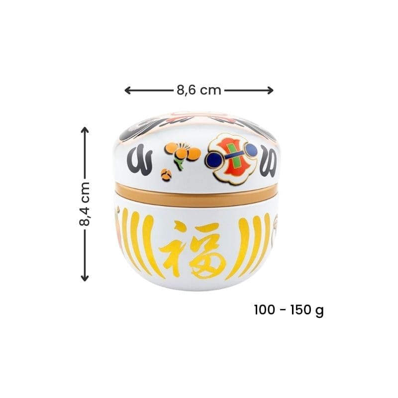 Boîte à Thé Métal Daruma Blanc