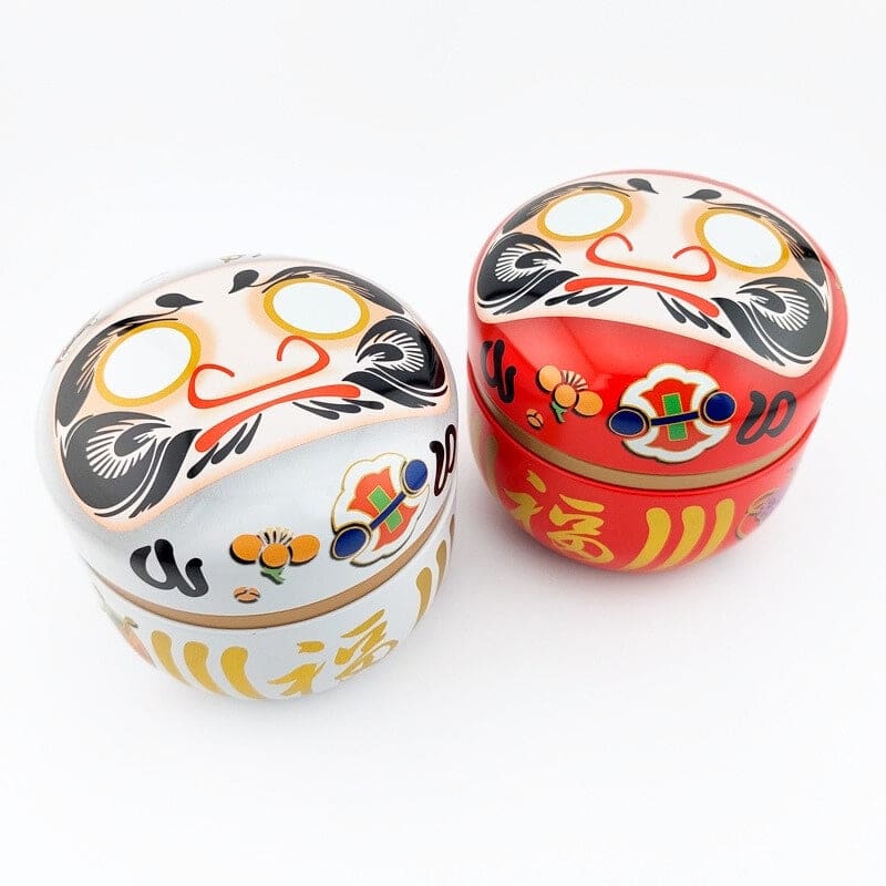 Boîte à Thé Métal Daruma Blanc