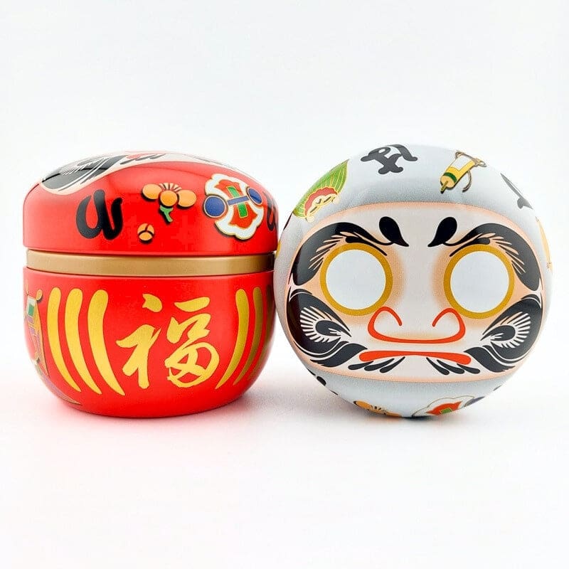 Boîte à Thé Métal Daruma Blanc