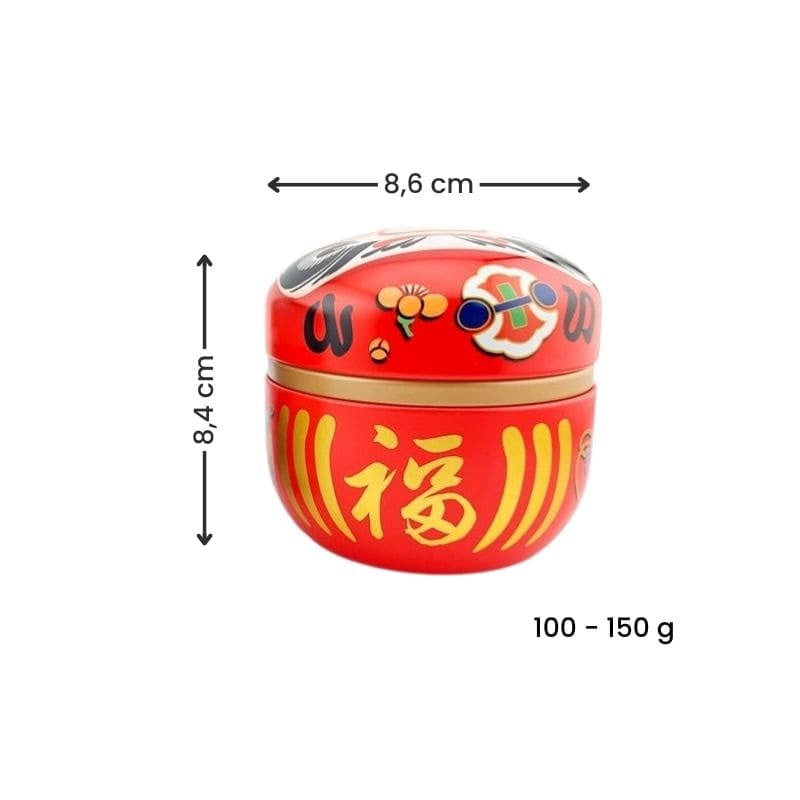 Boîte à Thé Métal Daruma Rouge