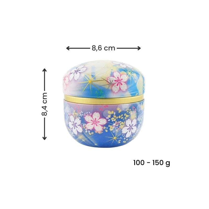 Boîte à Thé Métal Fleurie Bleu