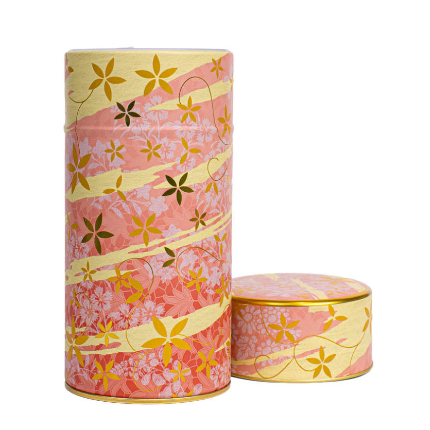 Boîte à Thé Métal Imprimé Floral Rose