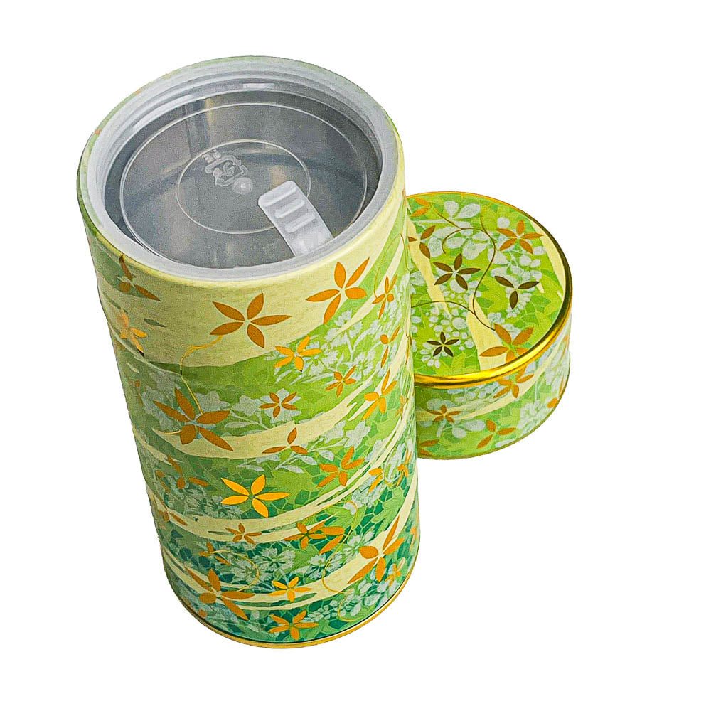 Boîte à Thé Métal Imprimé Floral Vert