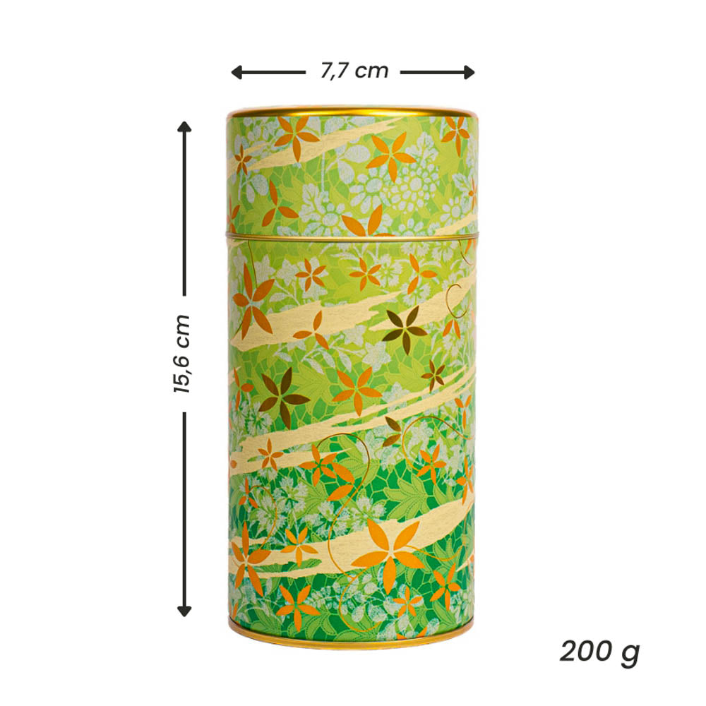 Boîte à Thé Métal Imprimé Floral Vert