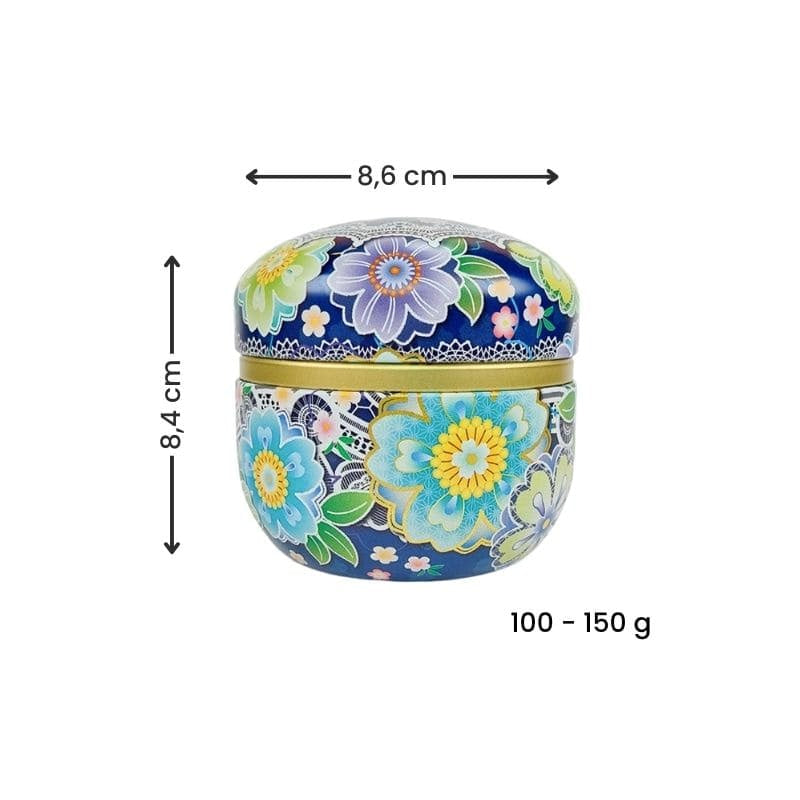 Boîte à Thé Métal Japon Bleu