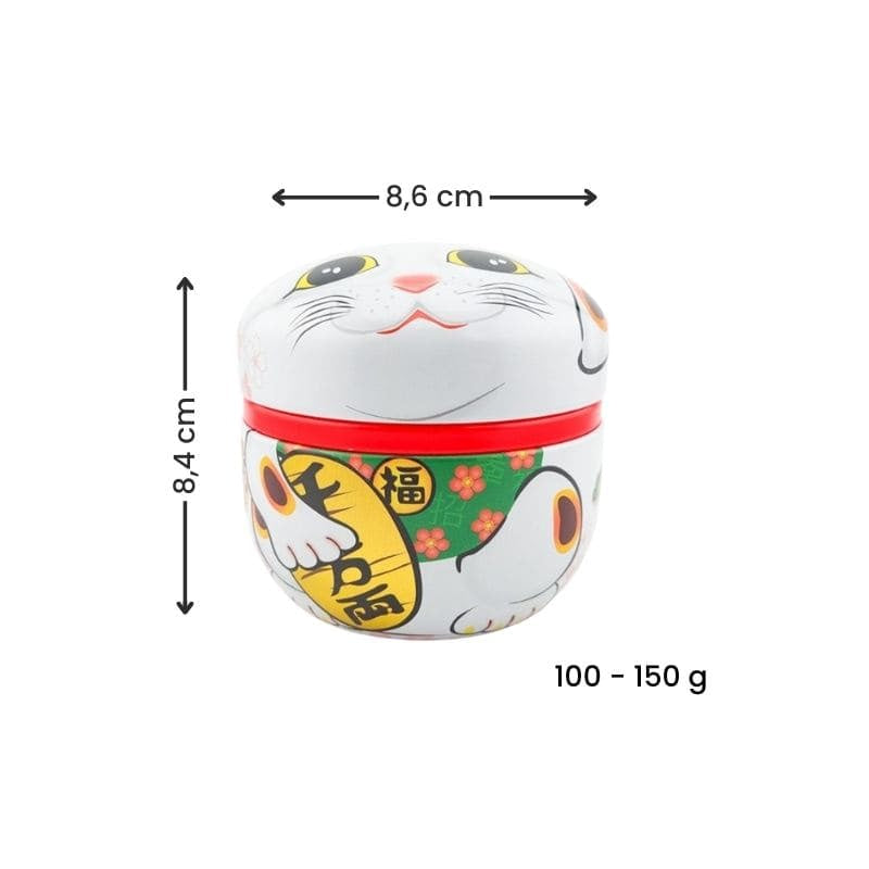Boîte à Thé Métal Maneki Neko Blanc
