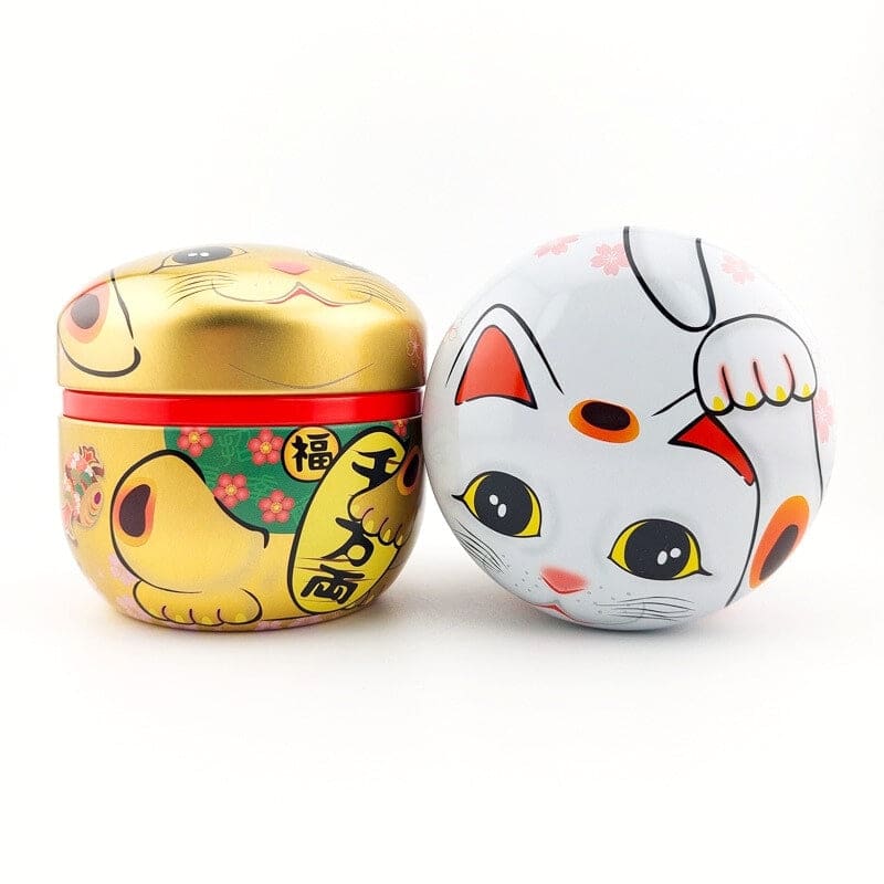 Boîte à Thé Métal Maneki Neko Blanc