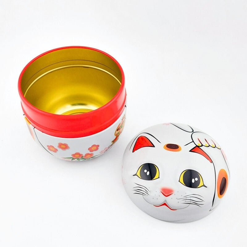 Boîte à Thé Métal Maneki Neko Blanc