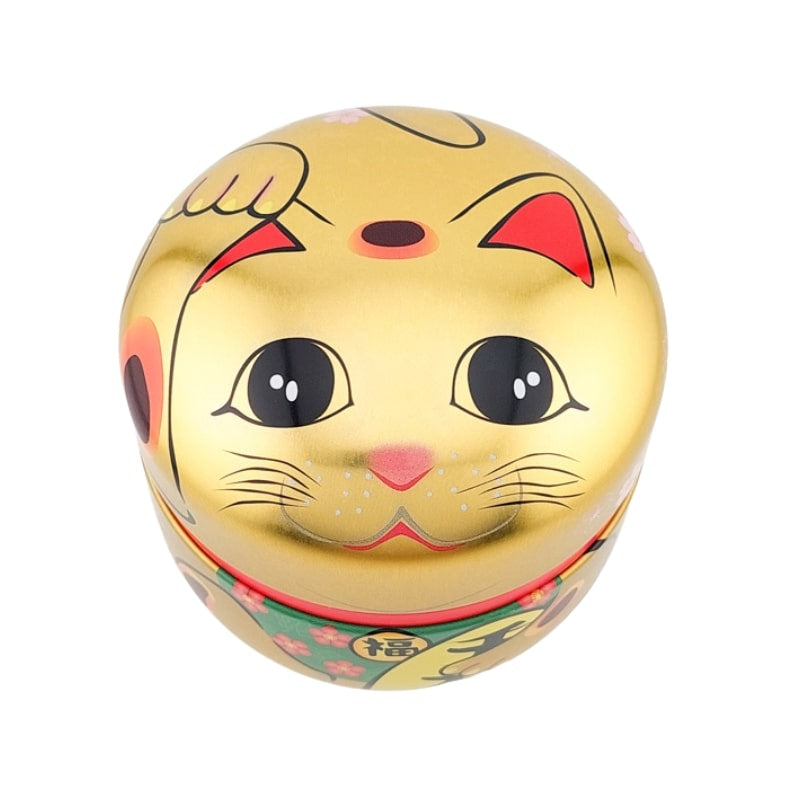 Boîte à Thé Métal Maneki Neko Doré