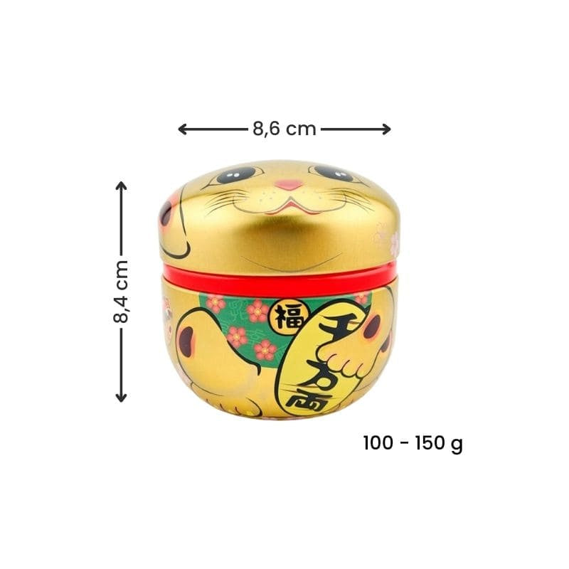 Boîte à Thé Métal Maneki Neko Doré