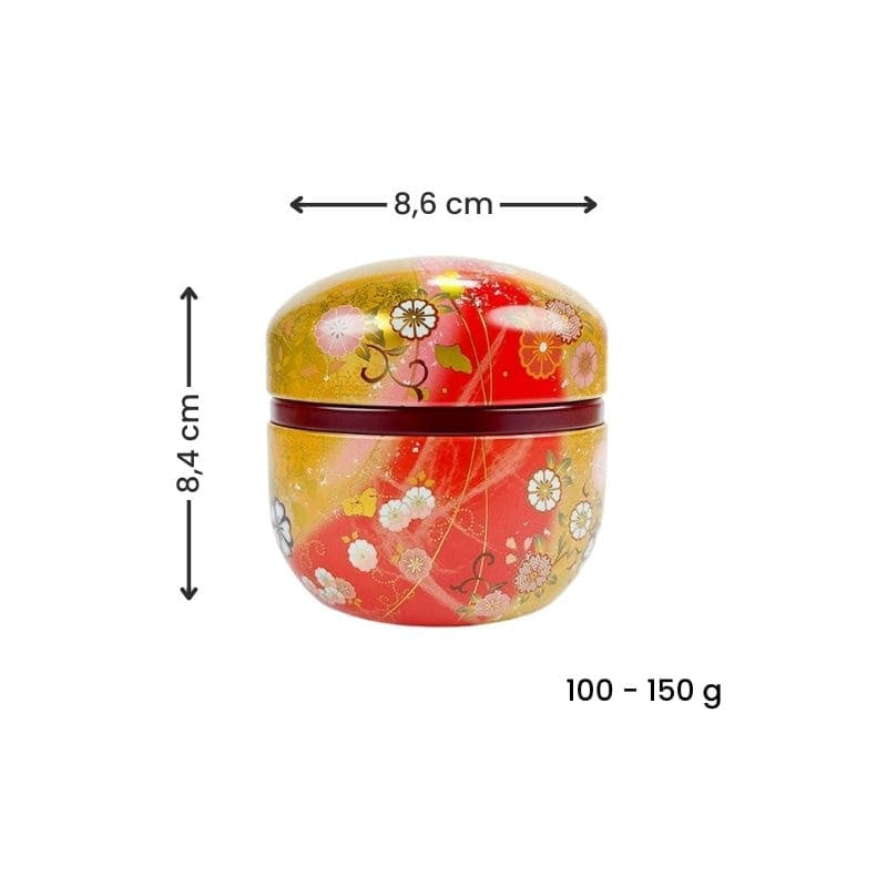 Boîte à Thé Ronde Or et Rouge