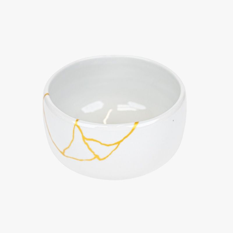 Bol à Matcha Japonais Blanc Kintsugi
