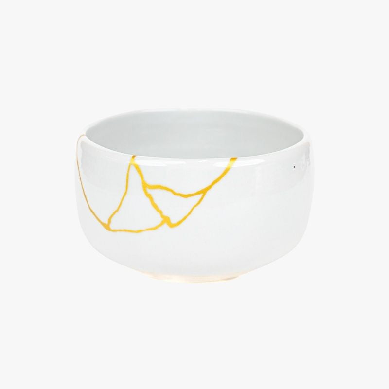 Bol à Matcha Japonais Blanc Kintsugi