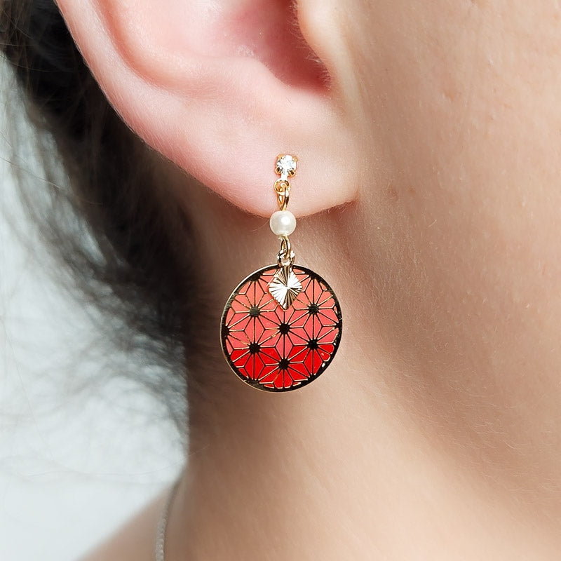 Boucles d’Oreilles Asanoha Rouge