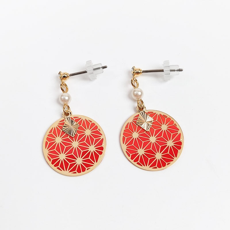 Boucles d’Oreilles Asanoha Rouge