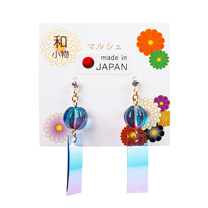Boucles d’Oreilles Japonaises Carillon Bleu