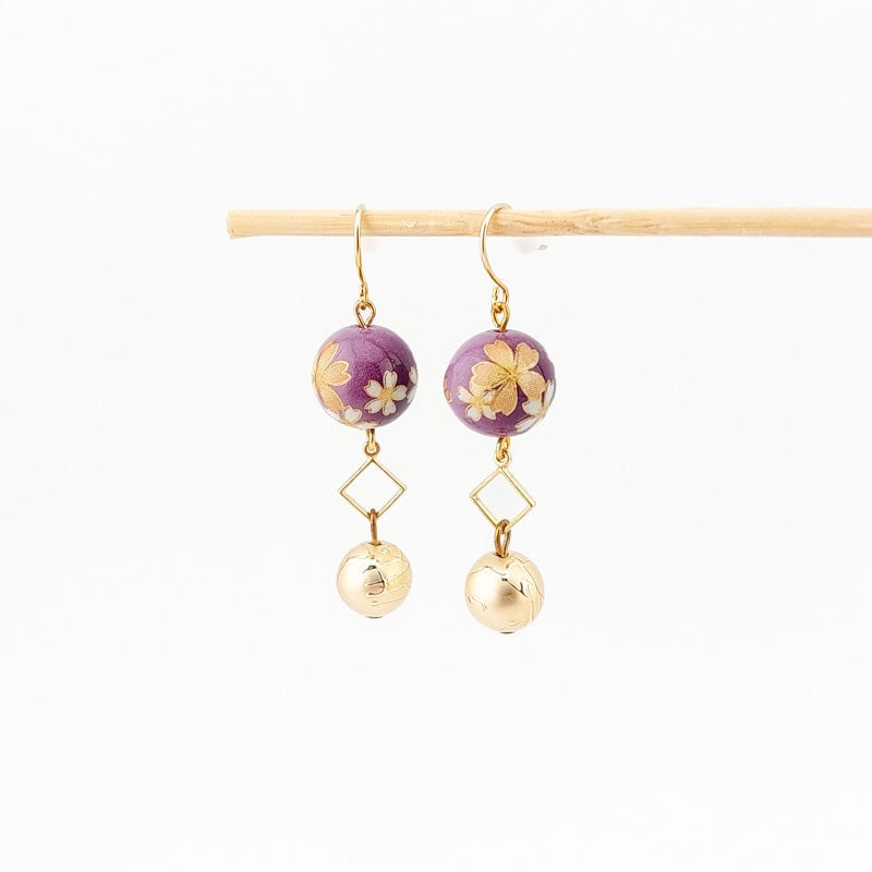 Boucles d’Oreilles Japonaises Cherry Violet