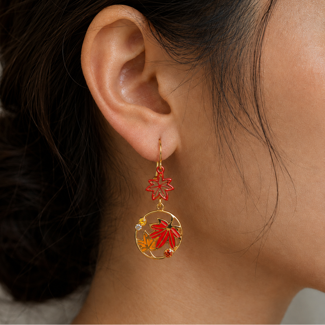 Boucles d’Oreilles Japonaises Feuilles d’Automne
