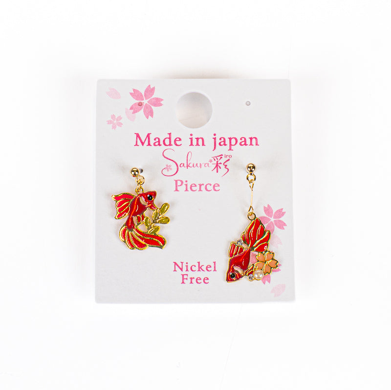 Boucles d’Oreilles Japonaises Poissons Rouges Kingyo