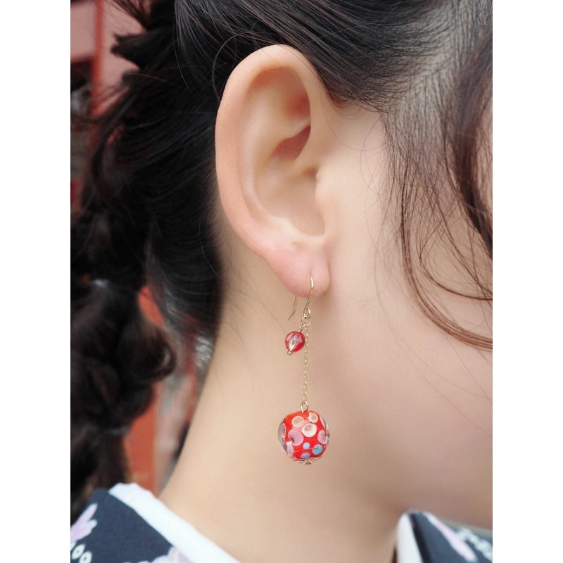 Boucles d’Oreilles Japonaises Rouge