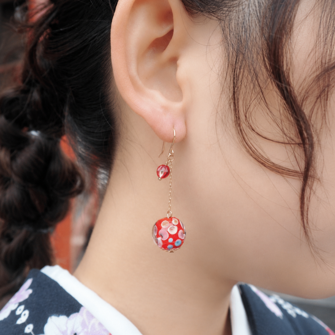 Boucles d’Oreilles Japonaises Rouge
