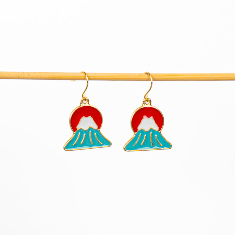 Boucles d’Oreilles Japonaises Soleil et Mont Fuji