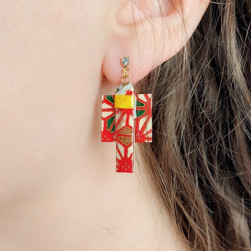 Boucles d’Oreilles Kimono Rouge