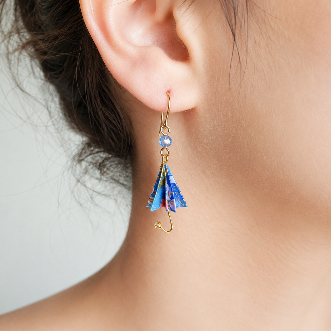 Boucles d’Oreilles Ombrelle Bleue