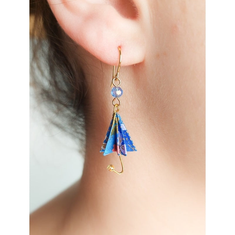 Boucles d’Oreilles Ombrelle Bleue
