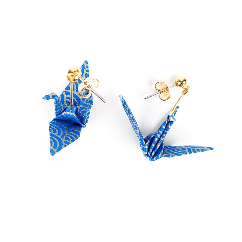 Boucles d’Oreilles Origami Bleu