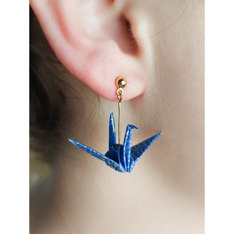 Boucles d’Oreilles Origami Bleu