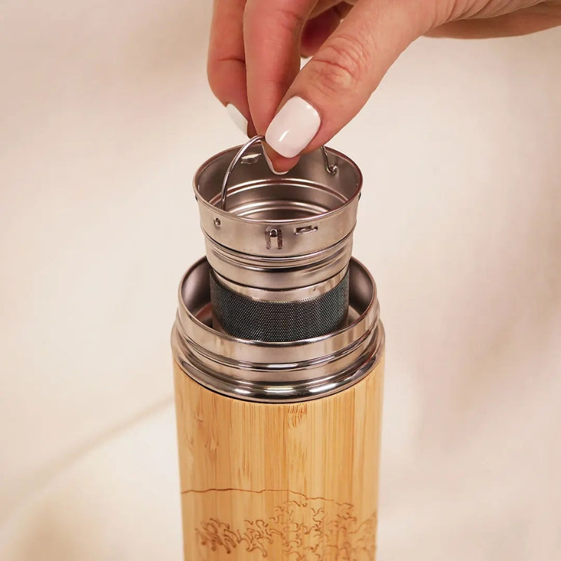 Bouteille à Thé en Bambou Grande Vague de Kanagawa - 400ml