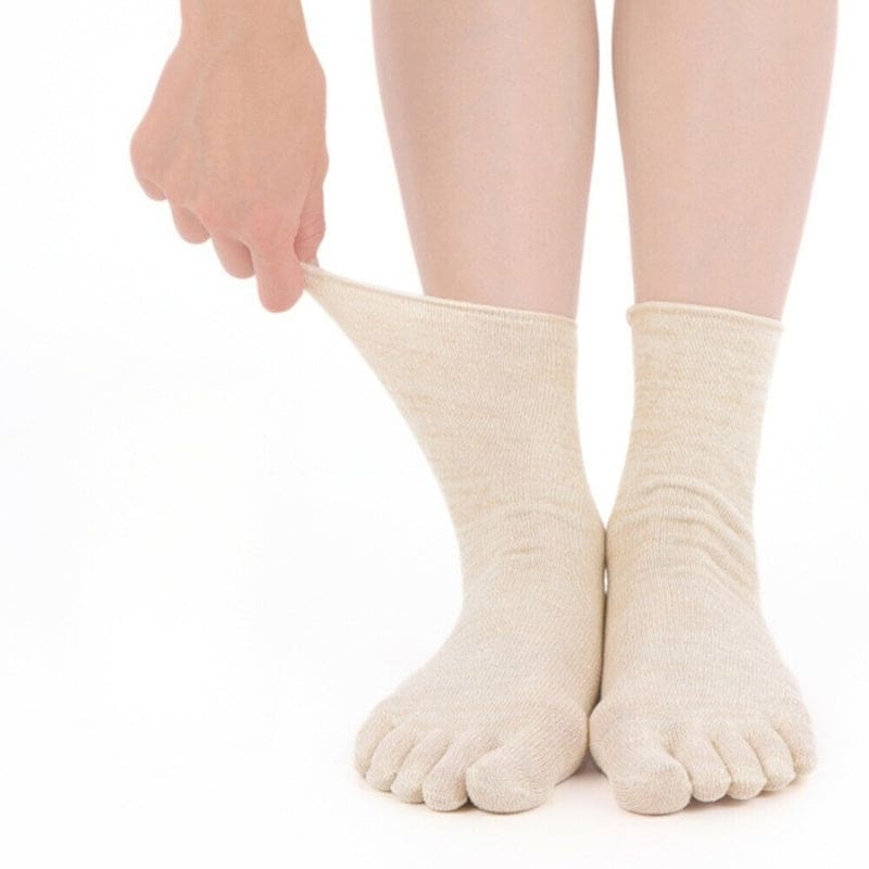 Chaussettes Japonaises 5 Doigts Fibres Naturelles - EU 35-38 / Beige