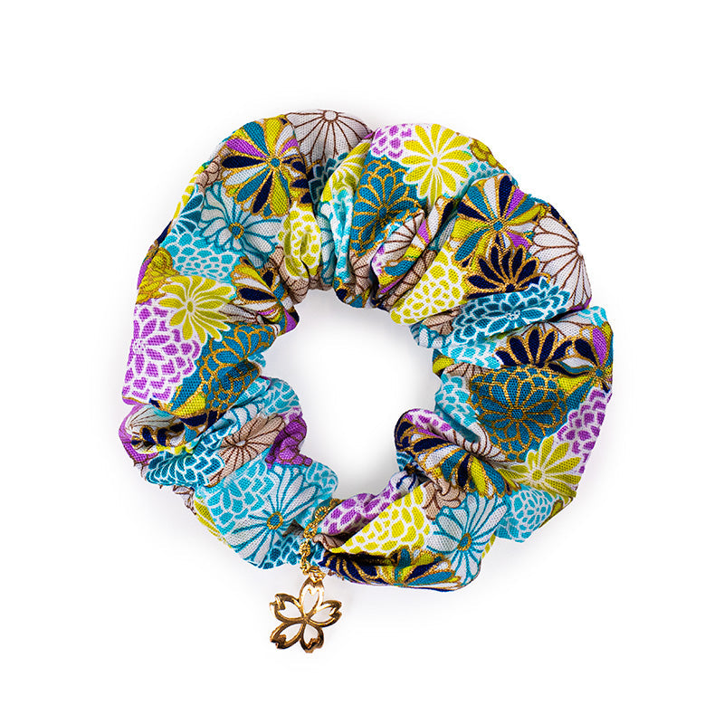 Chouchou Scrunchie Japonais Bleu