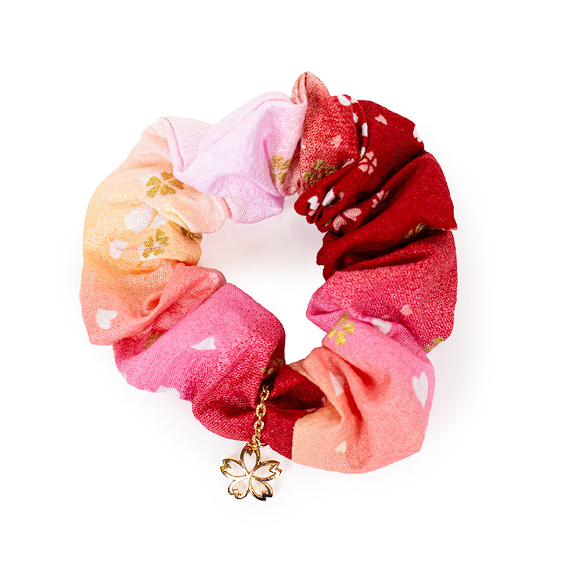 Chouchou Scrunchie Tissu Japonais Rose