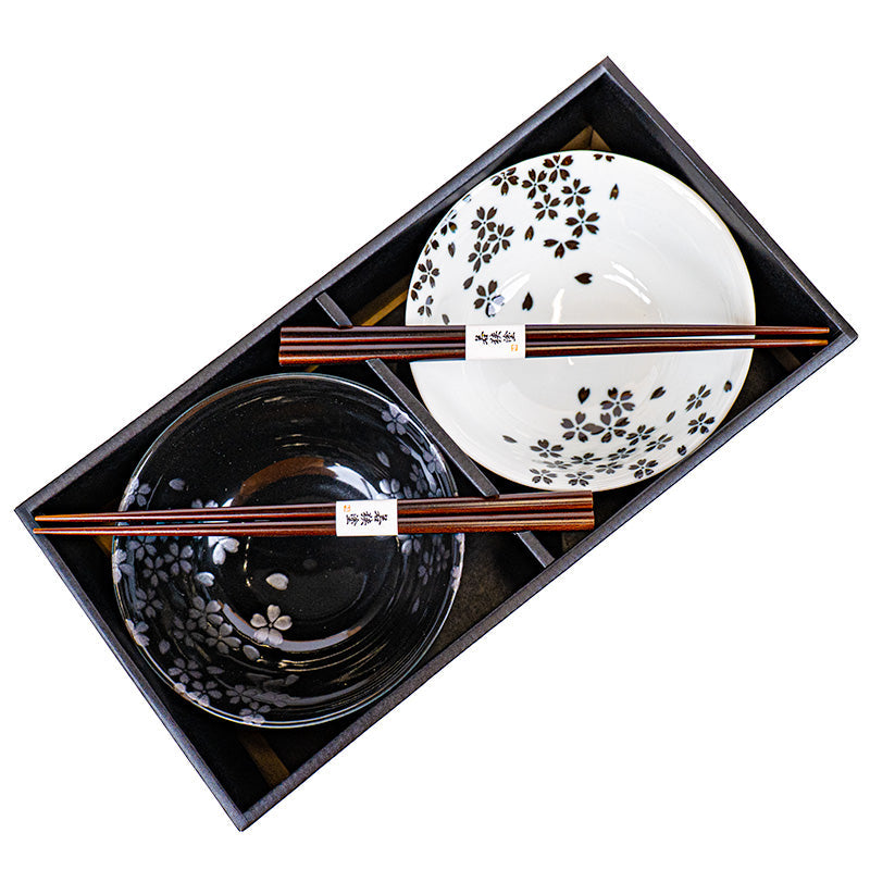 Coffret 2 bols Japonais noir et blanc