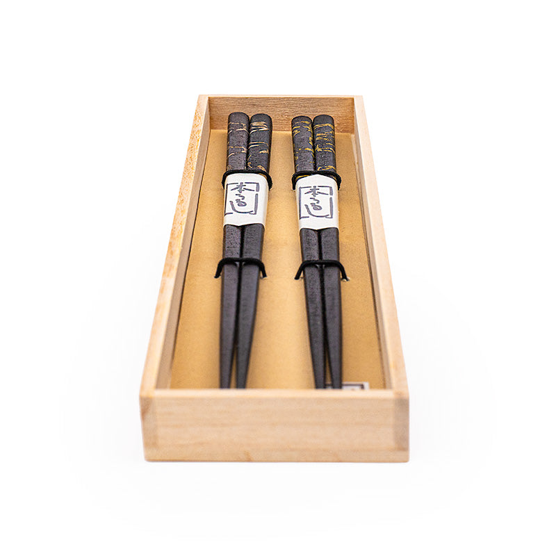 Coffret Baguettes Japonaises Ébène Laqué