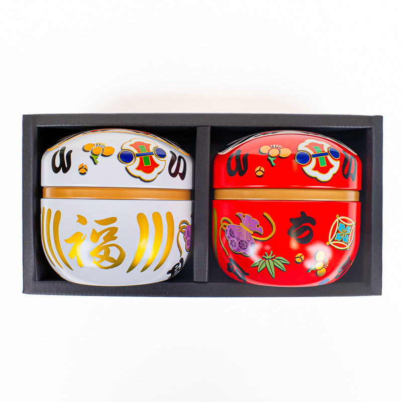 Coffret Deux Boîtes à Thé Métal Daruma